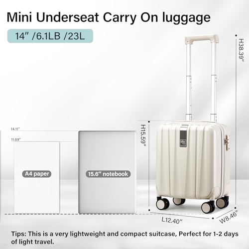 14 Inch Underseat Carry On Luggage with Wheels