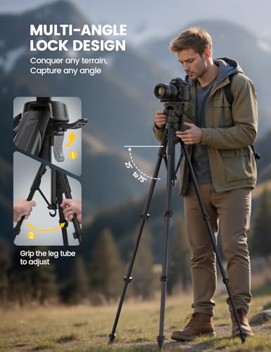 67" Camera Tripod with Rapid Leg Deployment for Video Photo Vlog