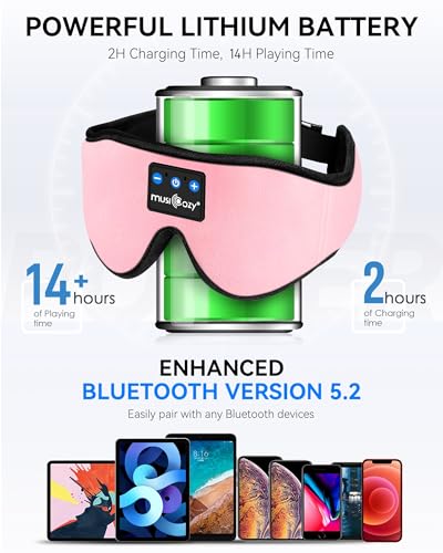 3D Sleep Headphones Bluetooth 5.4 Sleep Mask with HD Speakers
