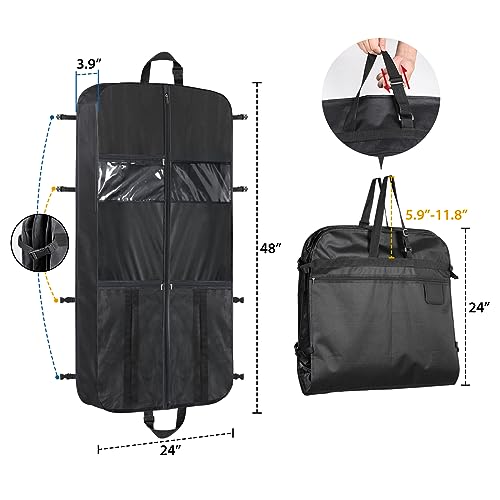 Garment Bags for Travel Carry on Suit Bags for Men Travel Waterproof Hanging Clothes Bag for Travel with Shoulder Strap and Extra Pockets for Suit Shirts Coats Dresses