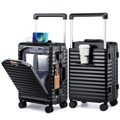 20 Inch Carry on Luggage with Aluminium Frame and Front Pocket