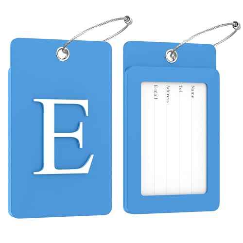 2 Pack Initial Luggage Tags for Suitcases Airplane Travel Essentials (2 Count)