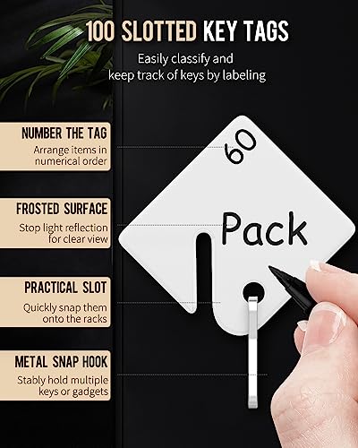 100 Position Slotted Key Cabinet with Combination & Key Lock Resettable Black Digital Security Storage Box Steel Key Organizer with Slotted Racks White Key Tag Labels and Permanent Pen