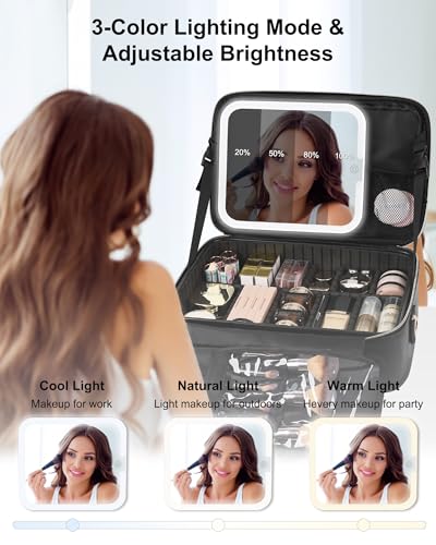 Makeup Train Case With LED Mirror