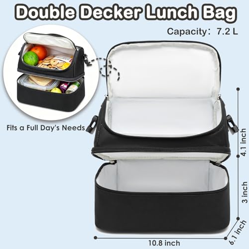 Double Decker Cooler Insulated Lunch Bag Large Tote for Boys