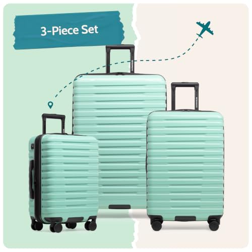 Boren Expandable Hardside Rugged Travel Luggage with 8 Spinner Wheels (3 Piece)