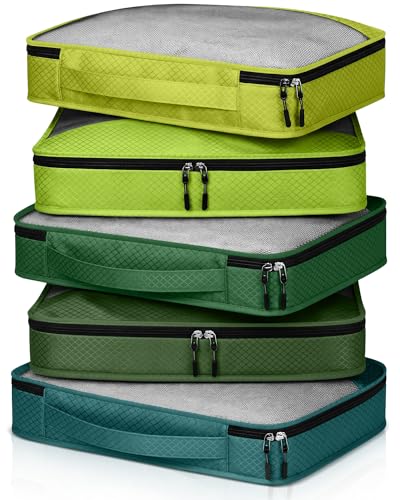 5 Pcs Packing Cubes for Suitcase Large Travel Cubes Carry on Luggage Organizer Bags for Clothes Accessories (5 Count)