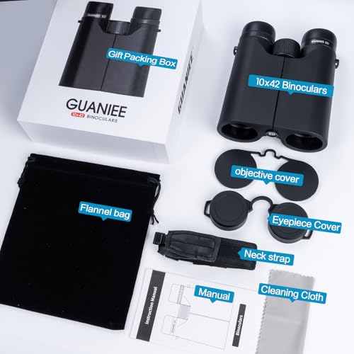 10x42 Binoculars for Adults High Powered Compact Binoculars with Low Light Night Vision for Bird Watching Hunting Travel Outdoor Sports