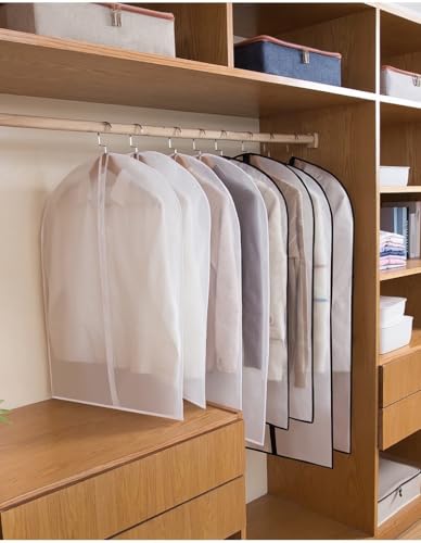 Garment Bags for Hanging Clothes 12 PCS Transparent Waterproof Dustproof Storage for Wardrobe Storage Suit Covers for Closet Clear Reuse Full Zipper for Costumes Suits Coats 24''x48'' (12 Count)