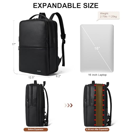 Vegan Leather Laptop Backpack for Women and Men Fits 16 Inch Laptop
