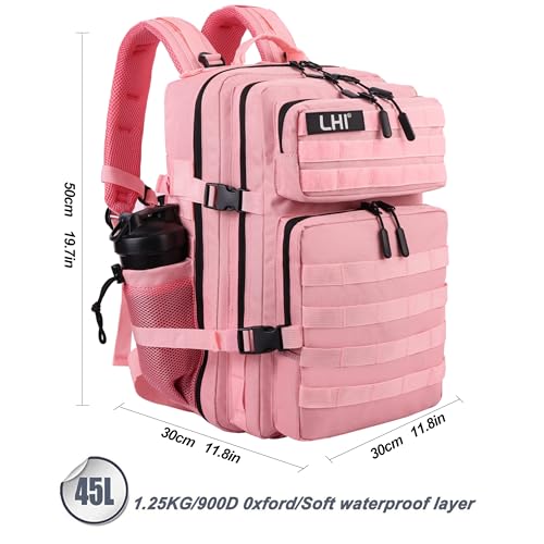 Military Tactical Backpack for Men and Women 45L Army 3 Days Assault Pack Bag Large Rucksack with Molle System Pink