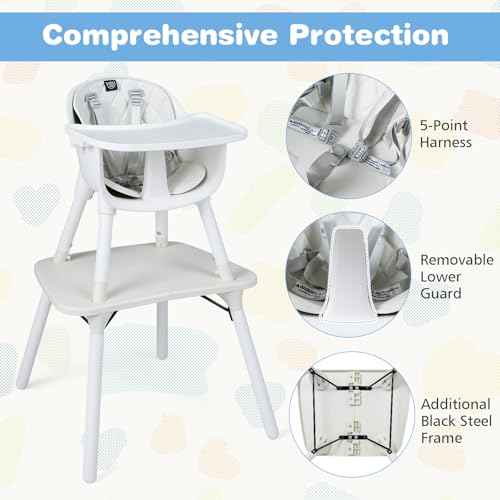 High Chair 5 in 1 Convertible Highchair for Babies & Toddlers