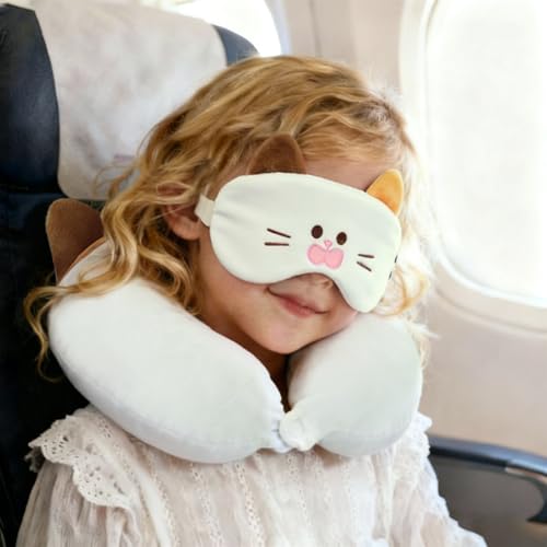 Kids Neck Pillow for Travel with Sleep Eye Mask