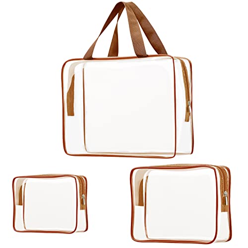 3Pcs Crystal Clear PVC Travel Toiletry Bag Kit for Women Men (3 Count)