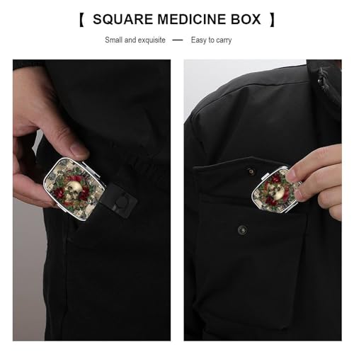 Metal 2 Compartment Pill Organizer Travel Friendly Portable Compact Pill Box Cute Pill Case to Hold Vitamins