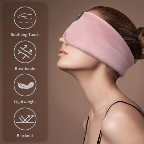 Sleep Headphones Bluetooth Sleep Mask Silk Kids Children Headband Earphones Bluetooth Eye Mask for Sleeping On Side Blackout Soft Sleep Earphones Music Eye Cover