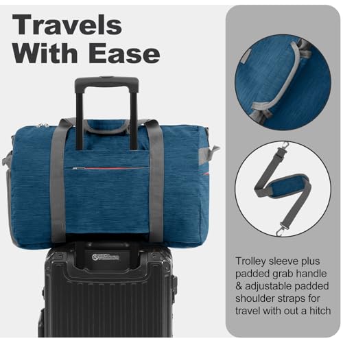 40L Foldable Duffle Bag for Travel Men & Women Carry On 22"x14"x9" Airline Approved