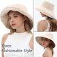 Womens Sun Hats Wide Brim Reversible Bucket Cotton Hat Packable Summer Travel Cap with Hat Clip