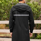 Men's Long Raincoats Lightweight Hooded Rain Jackets Waterproof Packable Outdoor Hiking Reflective Stripe Jacket