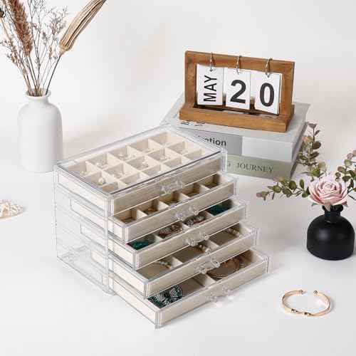 Acrylic Jewelry Organizer Box with 5 Drawers