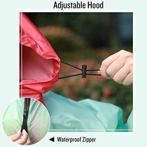 Adults Rain Poncho Waterproof Raincoat Women Gradient Hood with Pocket
