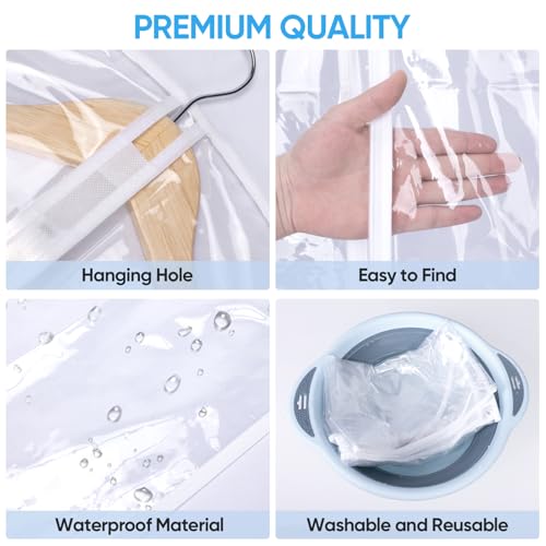 12PK Clear Garment Bags for Hanging Clothes (12 Count)