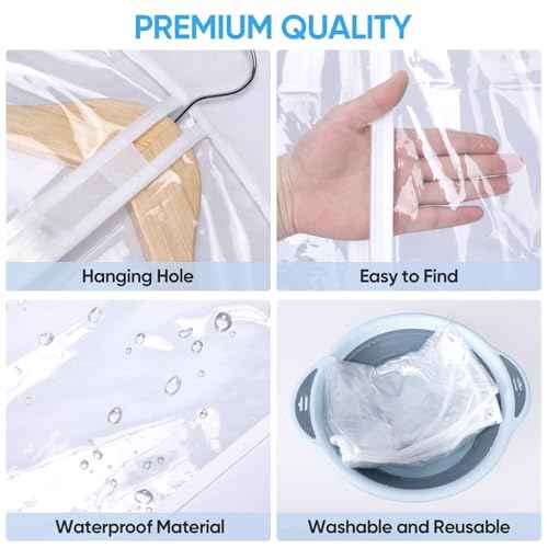 12PK Clear Garment Bags for Hanging Clothes (12 Count)