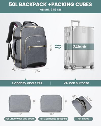 50L Travel Backpack Flight Approved Carry on Backpack
