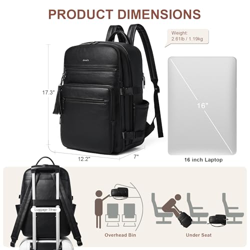 Vegan Leather Laptop Backpack for Women Fits 16 Inch Laptop