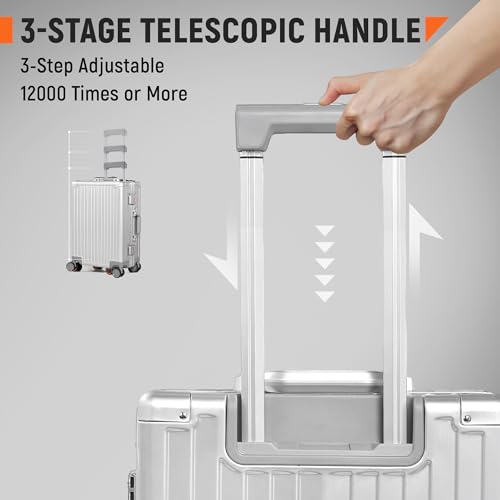 24Inch All Aluminum Check In Luggage Heavy Duty Hard Shell Suitcases with Spinner Wheels