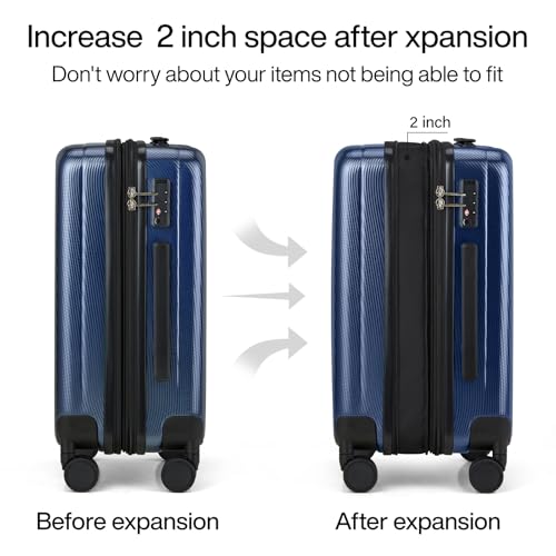 24 Inch Expandable Medium Checked Luggage with 8 Spinner Wheels