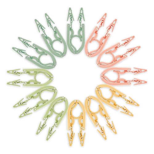 12 Piece Foldable Travel Hangers with Clips