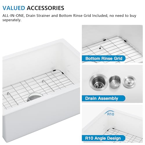 27"x19" White Undermount Kitchen Sink