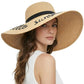 Big Straw Sun Hats for Women Floppy Foldable Roll up Beach Cap Sun Hat UPF 50+ Vacation Honeymoon Embroidered Hat