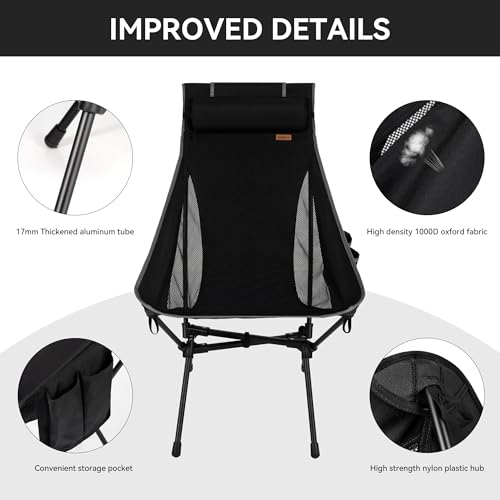 2 Pack High Back Camping Chair for Adults (2 Count)