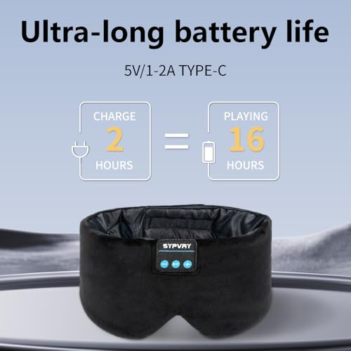 Sleep Mask Bluetooth 5.4 Headphones Soft Wireless Headband Eye Mask Blackout with Microphone