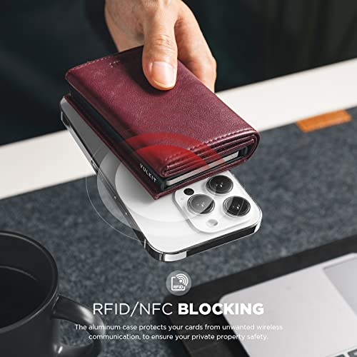 Pop up Card Wallet Minimalist Cash Wallets RFID Blocking Leather Smart Credit Card Holder with ID window for Men