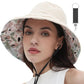 Womens Sun Hats Wide Brim Reversible Bucket Cotton Hat Packable Summer Travel Cap with Hat Clip