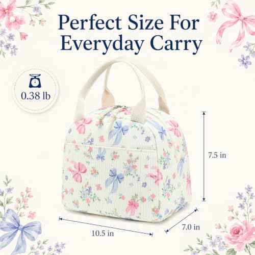 Lunch Bag for Women Men Cute Corduroy Lunch Tote Bags Reusable Insulated Lunch Box Large Capacity Reusable Insulated Cooler for Work Picnic or Travel