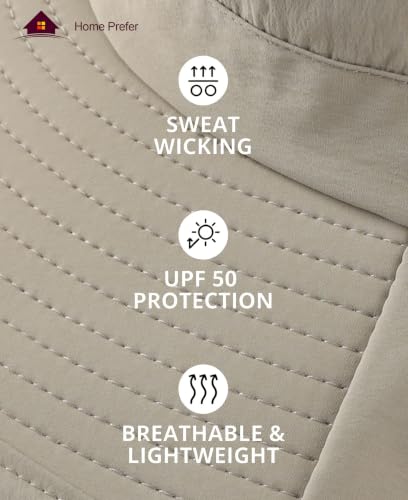 UPF 50+ Wide Brim Sun Hat with Neck Flap for Men Women UV Protection Bucket Hat for Fishing Gardening Hiking Beach Safari Vert Khaki