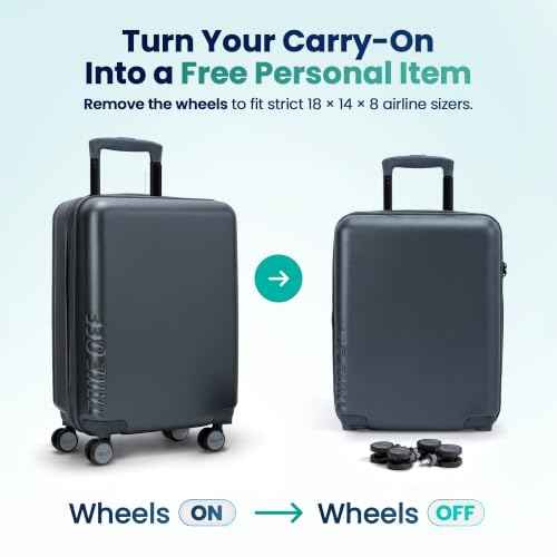 TAKE OFF 18 Inch Personal Item Suitcase Removable Wheels Underseat Bag