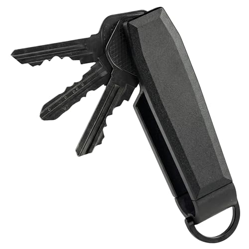 Compact Aluminum Black Key Organizer Holder with Pocket Clip