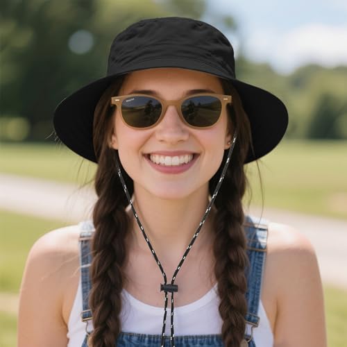 Waterproof Bucket Hats for Woman UPF 50+ Sun Hat Black