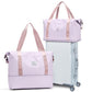 Purple Pink Waterproof Duffel Gym Tote Weekender Carry On Overnight Bag for Women with Trolley Sleeve & Wet Pocket