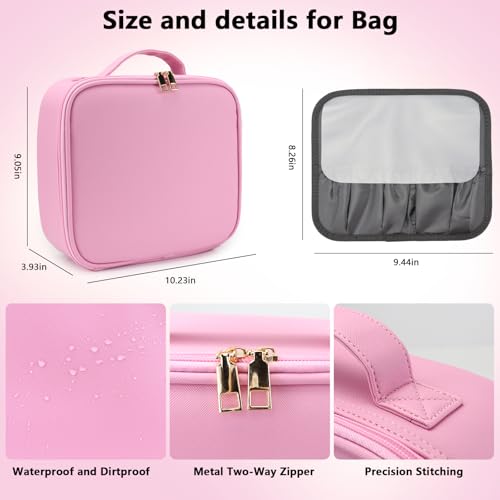 Travel Makeup Bag with LED Mirror Travel Makeup Organizer with 3 Lighted Settings