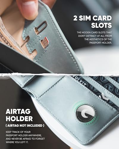 Passport Holder Compatible with Airtag Holder RFID Blocking Passport Wallet Travel Leather Passport for Women