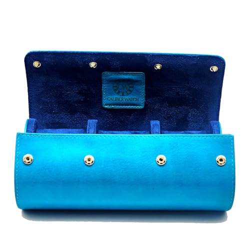 Genuine Napa Leather Watch Roll Travel Case for 3 Watches