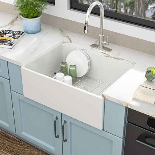 28"x20" White Farmhouse Sink