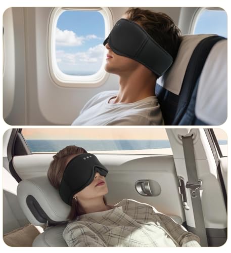 Bamboo Cotton Large Sleep Mask with Bluetooth Wireless Headphones