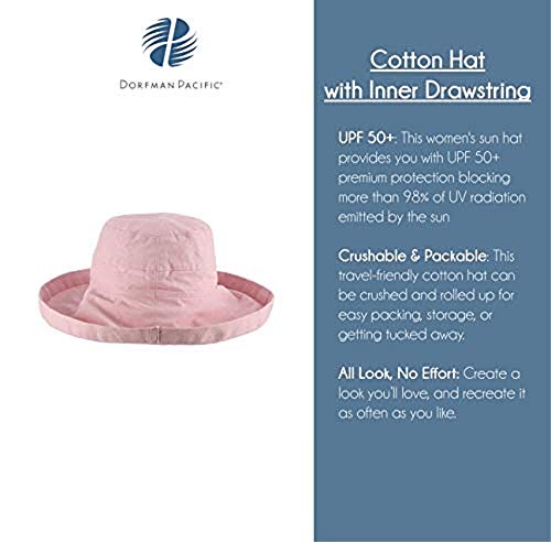 Women's Cotton Hat with Inner Drawstring and Upf 50+ Rating